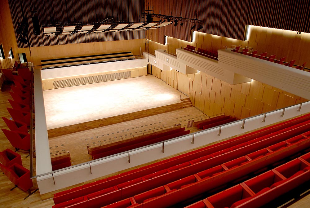 koncertsal fra Balkon til scene